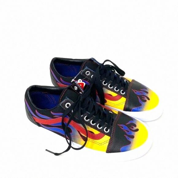 VANS Old Skool Racer Black Red Women Low Top VN0A3WKT57Z Sneakers Canvas Leather - Picture 8 of 11